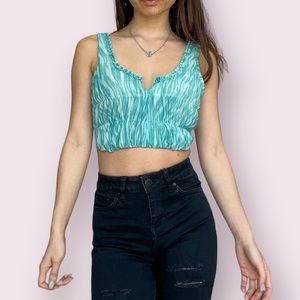 Boohoo Green Mesh Corset Top